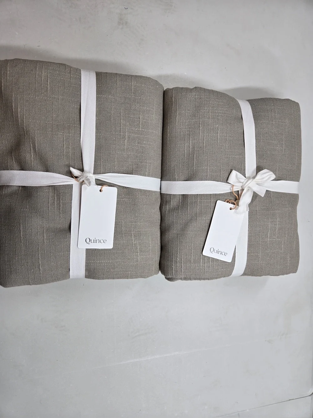 NWT QUINCE Set Of 2 48x108 Cotton Slub Blackout Curtains Grey 0836